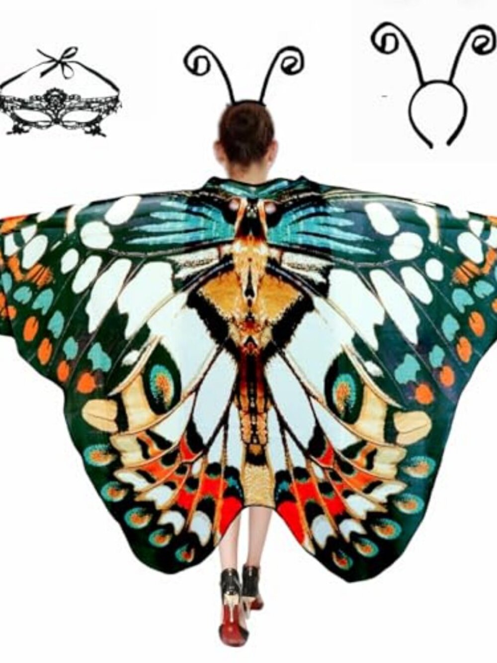 Halloween Butterfly Wings Costume for Womens, Moth Wings Butterfly Cape Adult